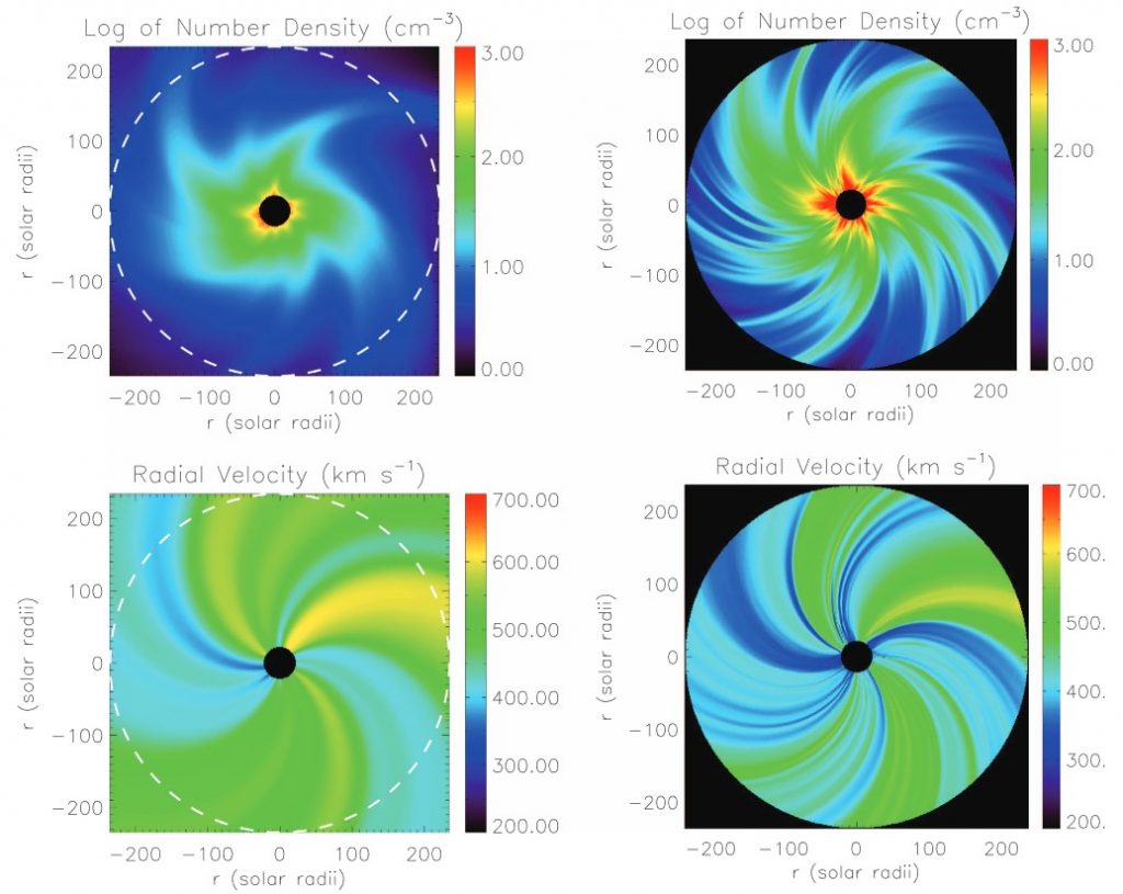 Confronto tra le strutture di plasma della spirale di Parker ricostruite dal modello ENLIL e RIMAP 