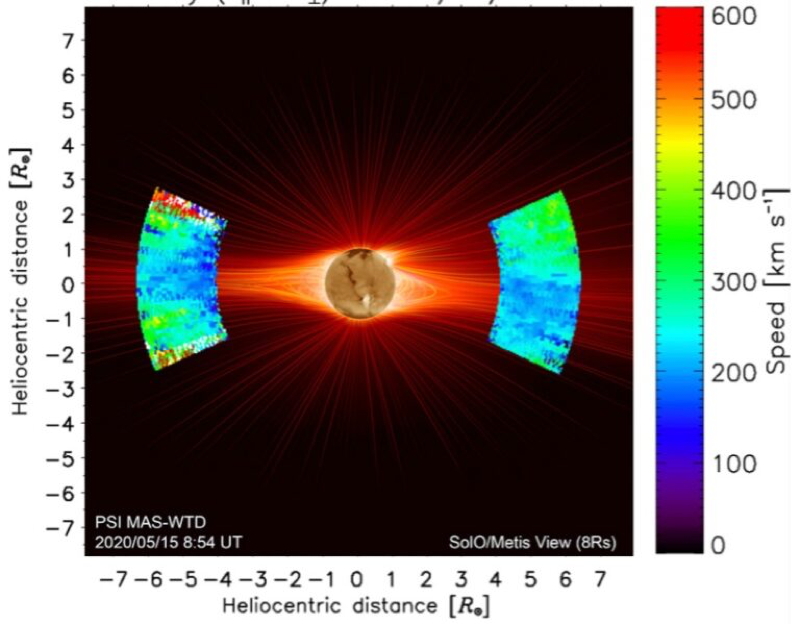 Prima mappa della velocità del vento solare ottenuta dalla “prima luce” di Metis