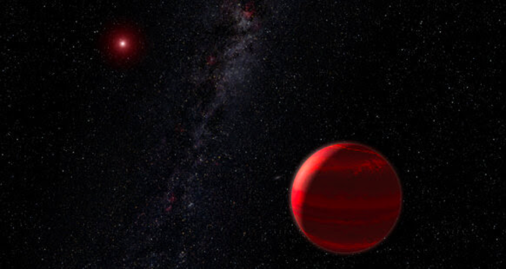 Rappresentazione artistica di un pianeta in orbita attorno ad una nana rossa.