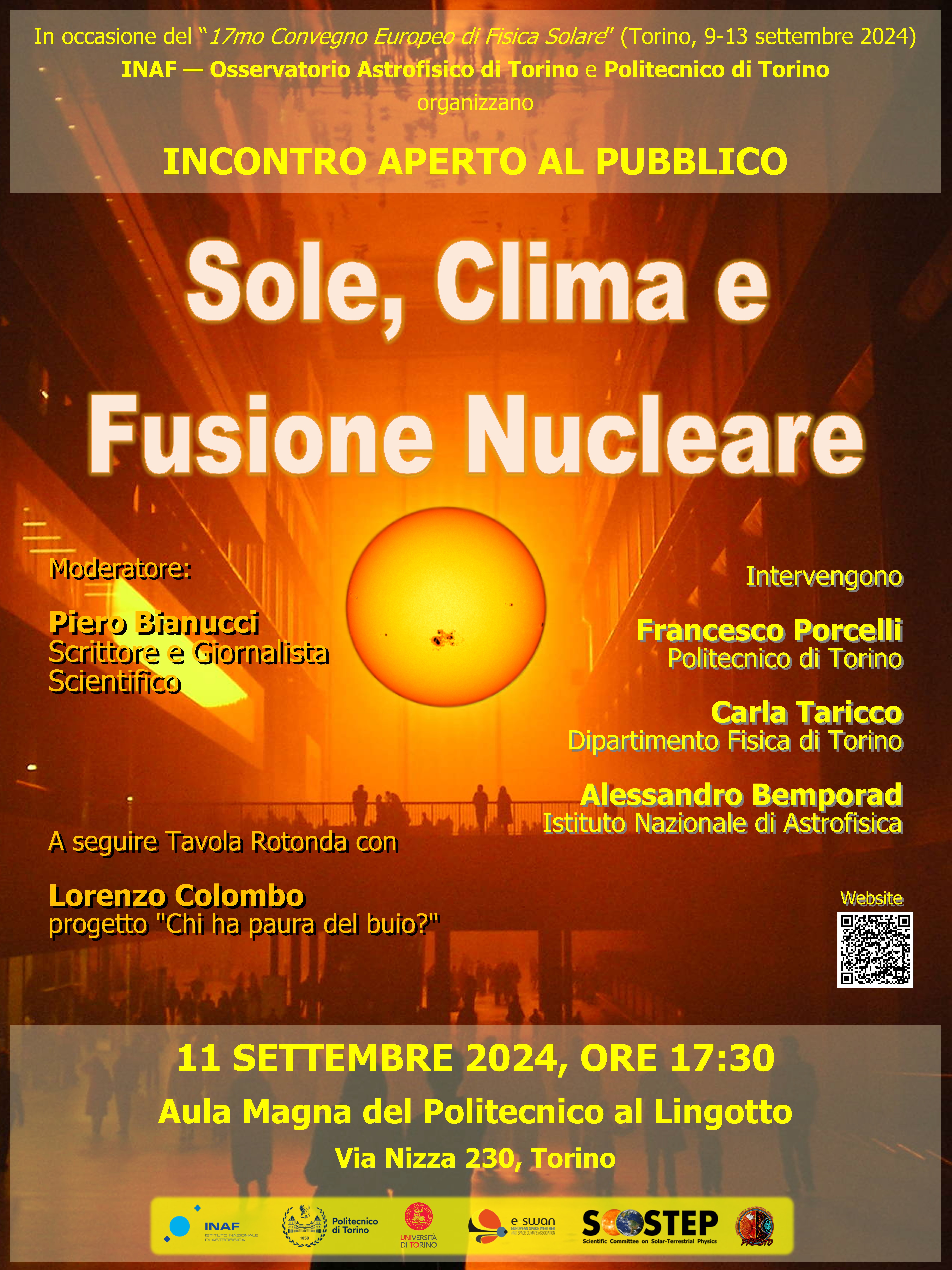locandina conferenza “Sole, clima e fusione nucleare”