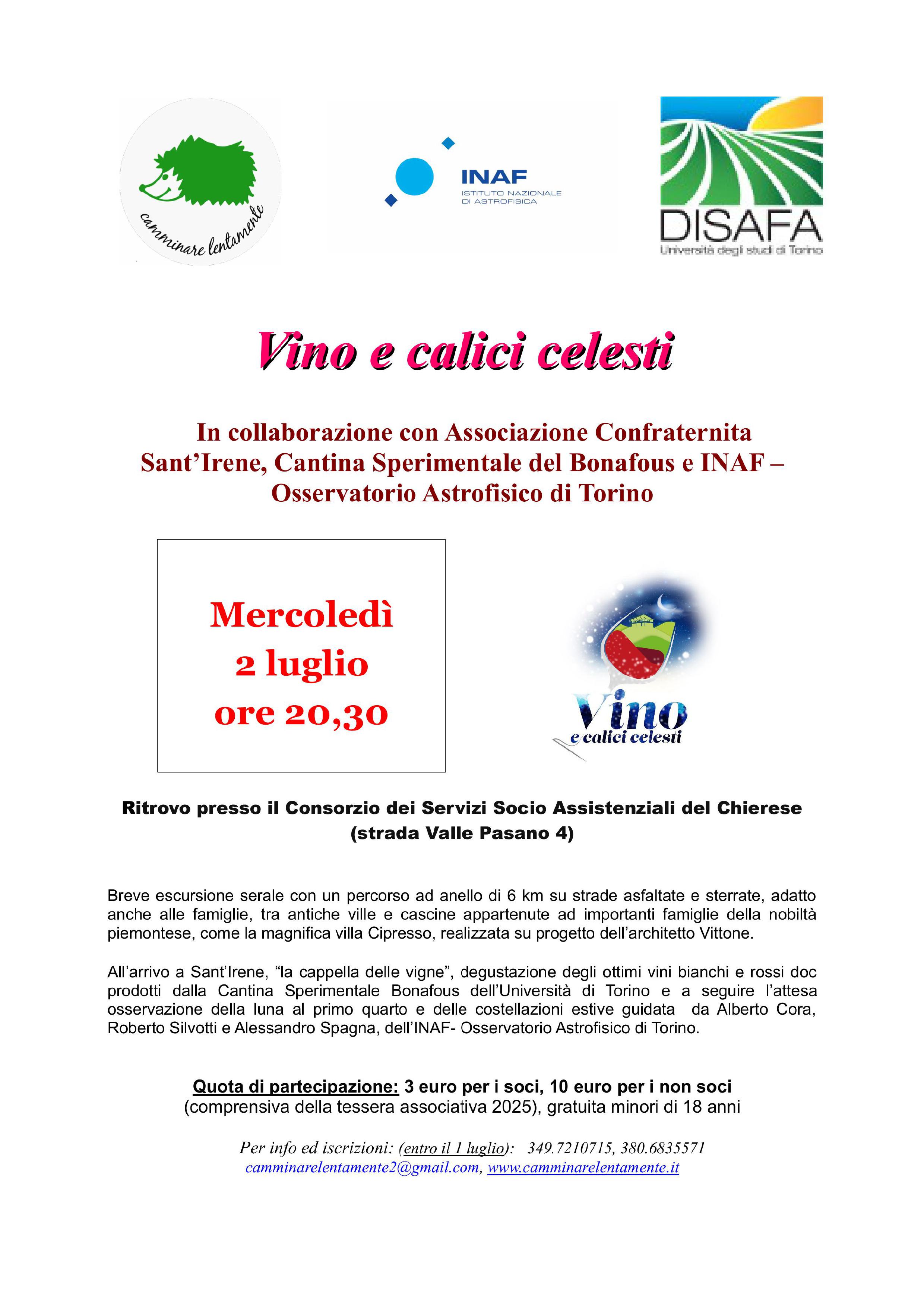 Locandina di "Vino e Calici Celesti"