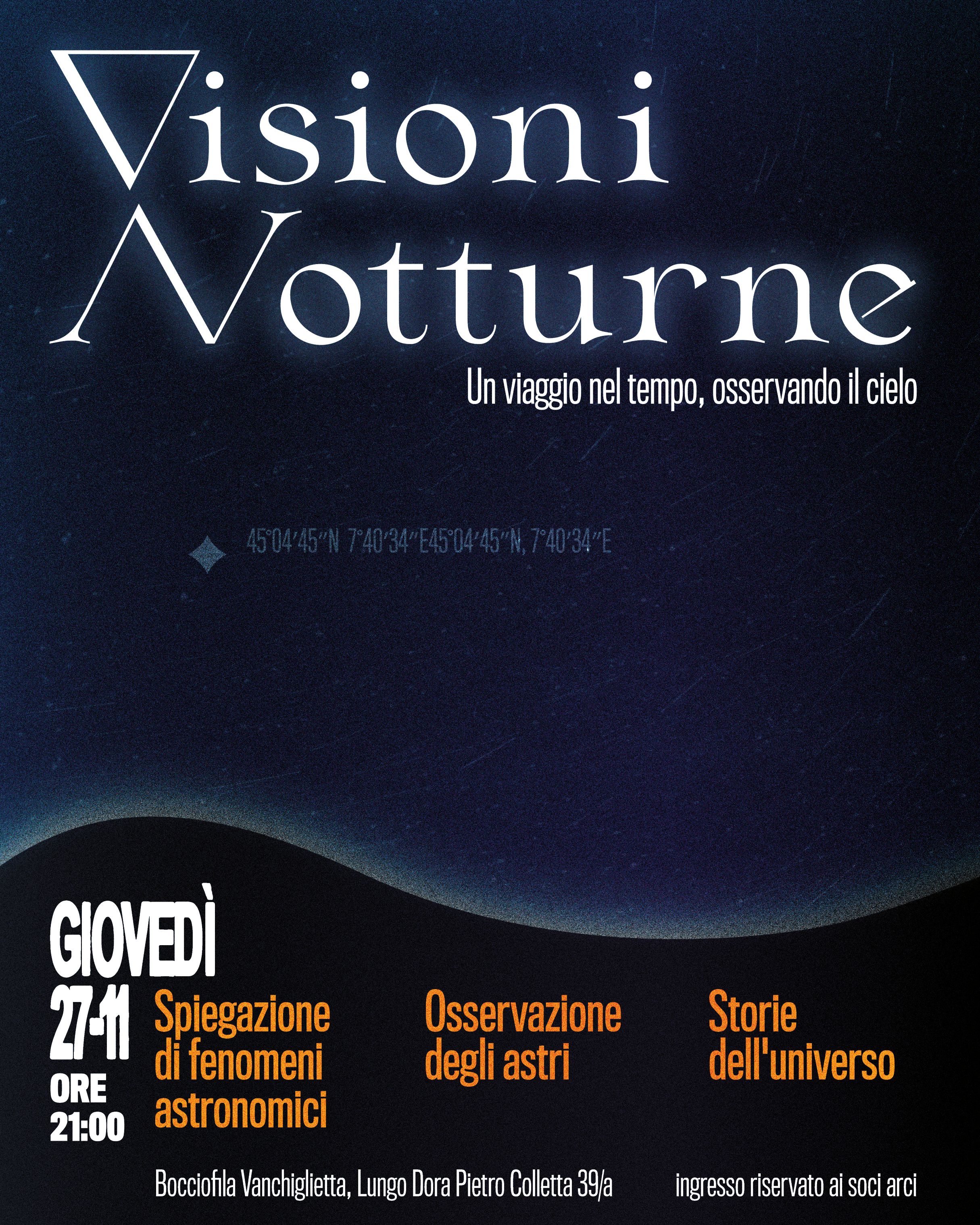 Locandina "Visioni notturne" presso Bocciofila Vanchiglietta 27.11.25