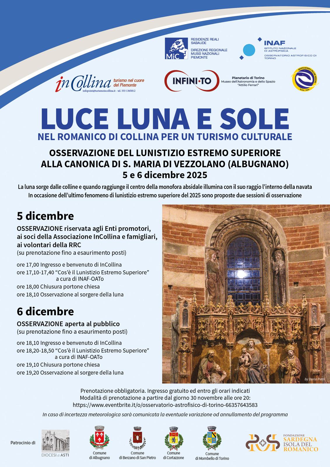 Locandina Lunistizio a Vezzolano 5 dicembre 2025