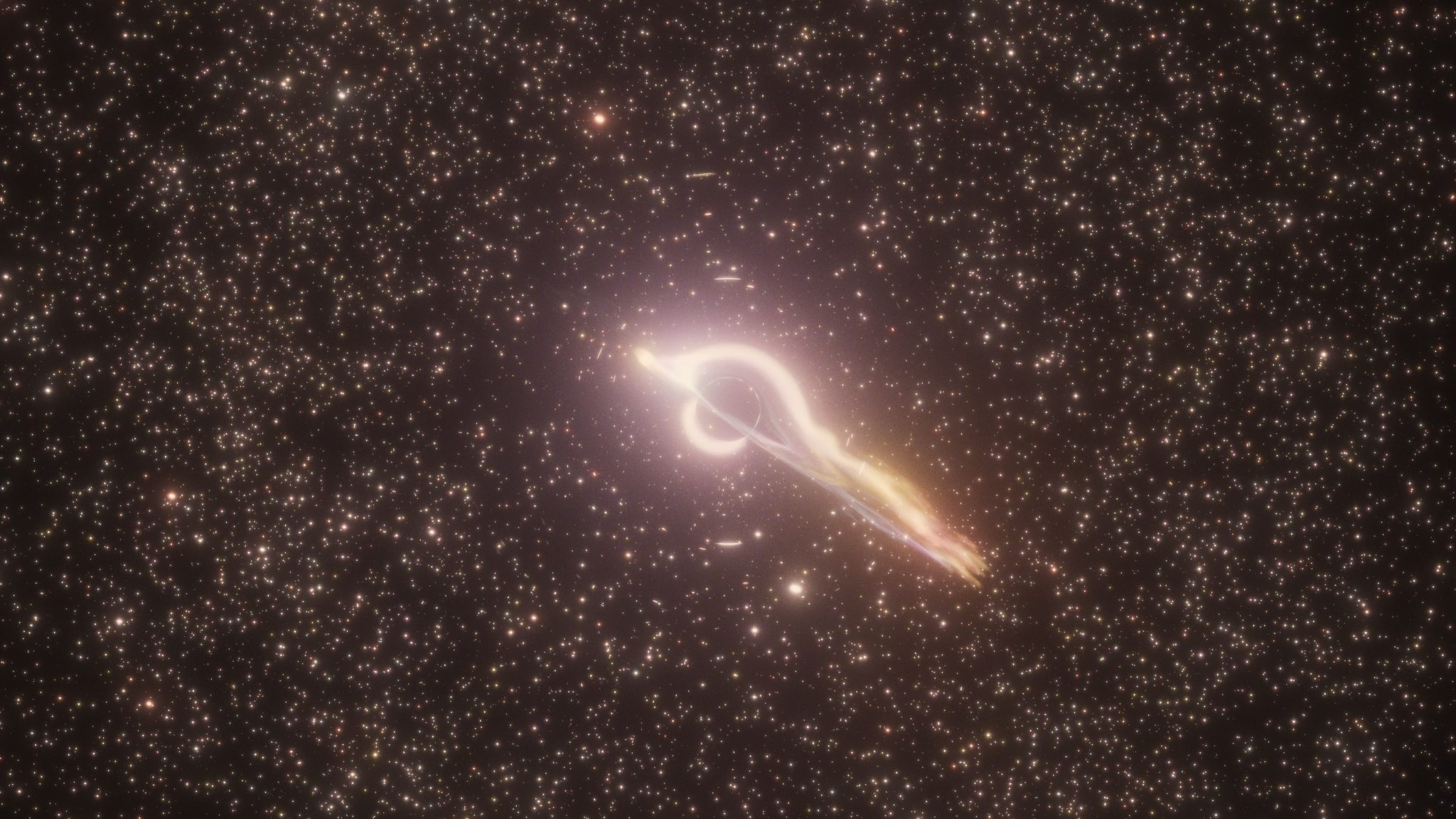 Rappresentazione artistica di un buco nero di massa intermedia che cattura una stella e la distrugge per effetto della sua forza gravitazionale